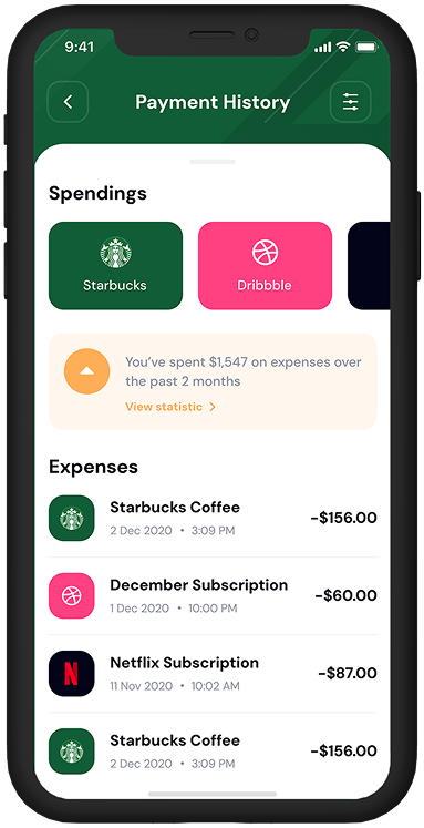Payment History Screen